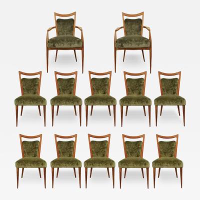 Melchiorre Bega Melchiorre Bega Exceptional Set of 12 Upholstered Dining Chairs 1950s