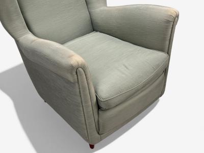 Melchiorre Bega Melchiorre Bega Green Fabric Wood Lounge Chair Italy 1950s