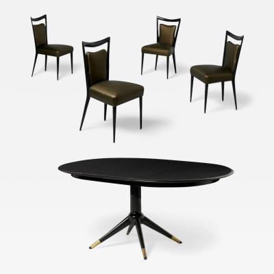 Melchiorre Bega Melchiorre Bega Italian Mid Century Modern Dining Chairs Table Black Lacquer