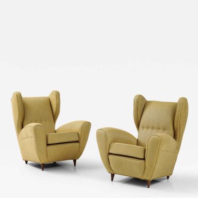 Melchiorre Bega Melchiorre Bega Wingback Lounge Chairs Italy 1950s