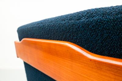 Melchiorre Bega Pair of Blue Armchairs attributed to Melchiorre Bega Cherry Wood Italy