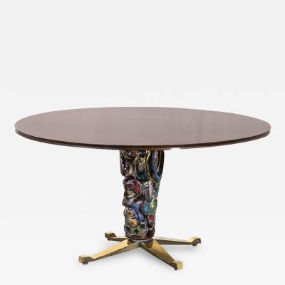 Melchiorre Bega Pietro Melandri Melchiorre Bega Round Wood and Ceramic Table