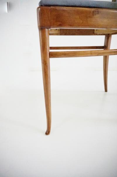 Melchiorre Bega fine set of 6 Melchiorre Bega walnut and velvet high back dining chairs 1950