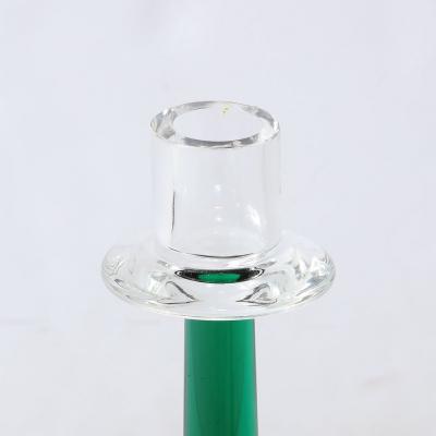 Melded Emerald Amethyst and Ultramarine Murano Glass Candlestick Holders