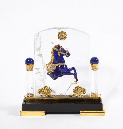 Mellerio Paris A French Gold Diamond Silver Gilt Rock Crystal Lapis Horse