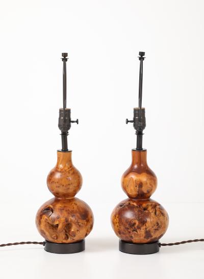 Melvin Lindquist Hand Turned Burl Maple Lamps