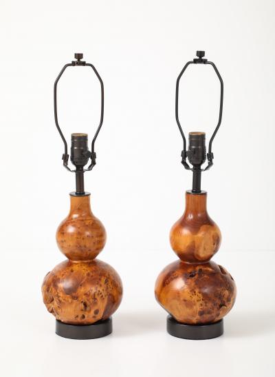 Melvin Lindquist Hand Turned Burl Maple Lamps