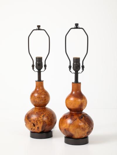 Melvin Lindquist Hand Turned Burl Maple Lamps
