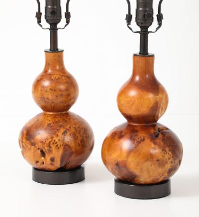 Melvin Lindquist Hand Turned Burl Maple Lamps