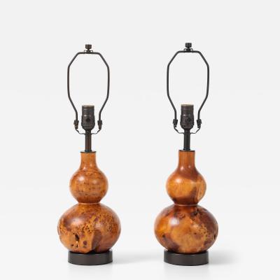 Melvin Lindquist Hand Turned Burl Maple Lamps