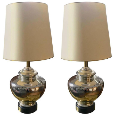 Mercury Pair Spectacular Urn Shaped Pair of Lamps in Good Vintage Condition