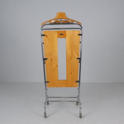 Merivaara Valet Stand Trouser Press in Birch and Tubular Steel Finland 1940s