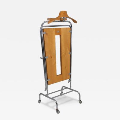 Merivaara Valet Stand Trouser Press in Birch and Tubular Steel Finland 1940s