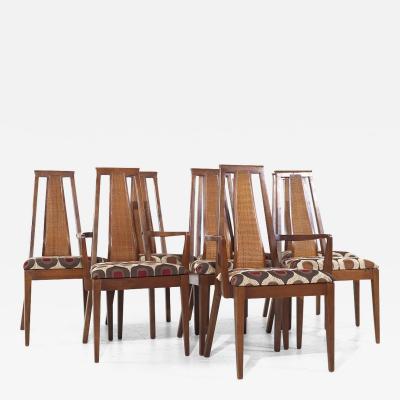 Merton Gershun Gershun for American of Martinsville MCM Walnut Cane Dining Chairs Set of 8