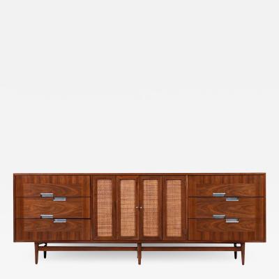 Merton Gershun Merton Gershun Walnut Cane Dresser Bi Folding Doors American of Martinsville