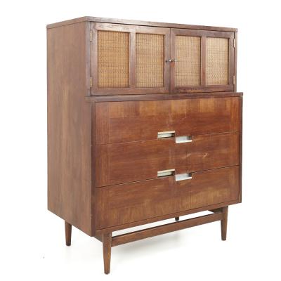Merton Gershun Merton Gershun for American of Martinsville Mid Century X Inlay 9 Drawer Dresser