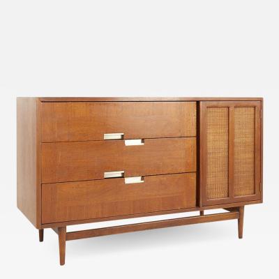 Merton Gershun Merton Gershun for American of Martinsville Walnut and Cane Door Credenza