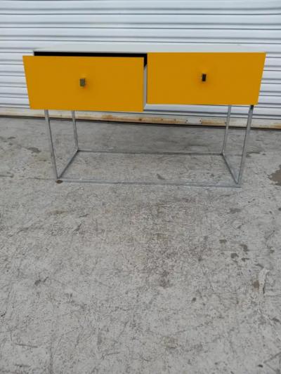 Mesa Console with chrome base and 2 drawers