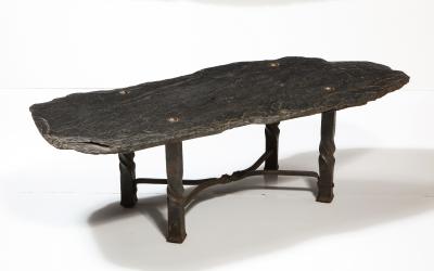 Metal Frame and Stone Top Coffee Table France c 1960