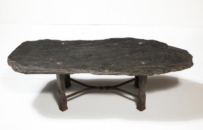 Metal Frame and Stone Top Coffee Table France c 1960