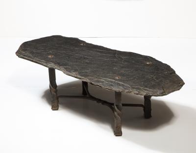 Metal Frame and Stone Top Coffee Table France c 1960