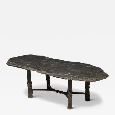 Metal Frame and Stone Top Coffee Table France c 1960