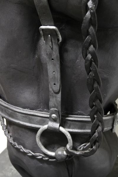 Metal Horse Head Sculpture by G F ssl Handforged On Charred Oak Base 2017