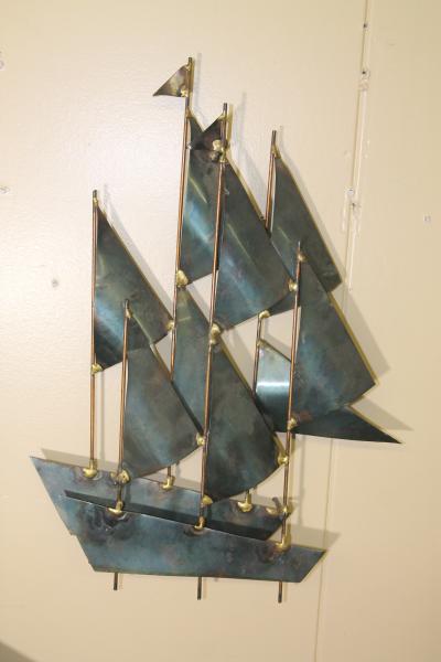 Metal Sailboats Wall Sculpture in the manner of Curtis Jere