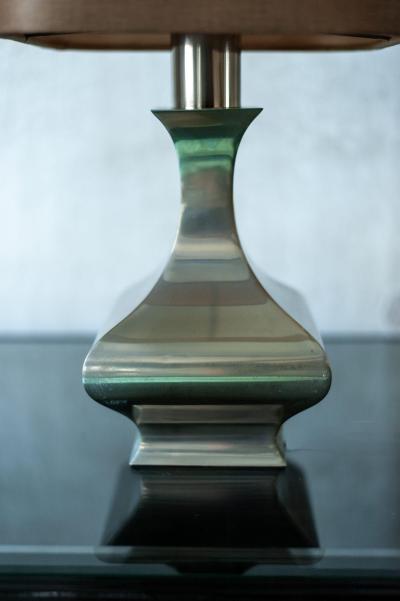 Metal Table Lamp with Fabric Shade 1970s