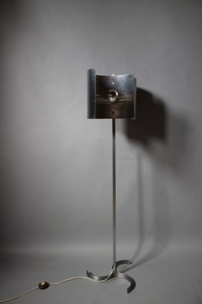 Metal and Stainless Steel Floor Lamp French 1970s