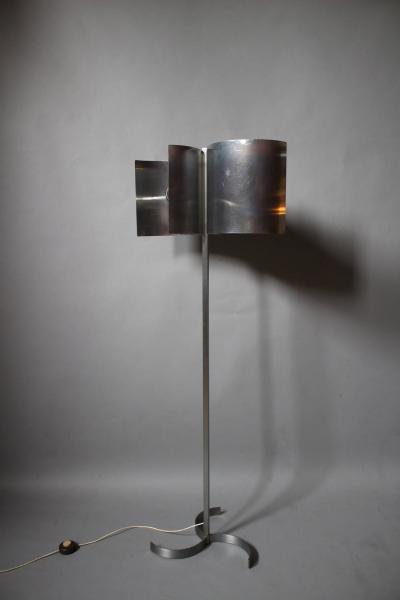 Metal and Stainless Steel Floor Lamp French 1970s