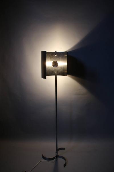 Metal and Stainless Steel Floor Lamp French 1970s