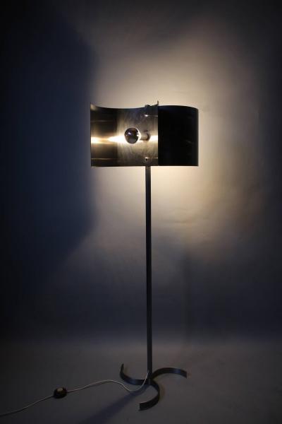 Metal and Stainless Steel Floor Lamp French 1970s