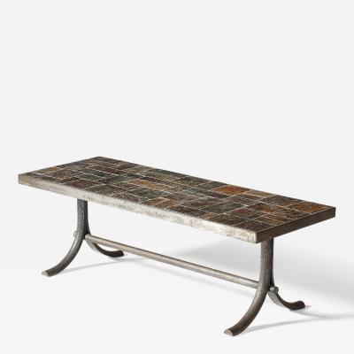 Metal and Stone Coffee Table France c 1950