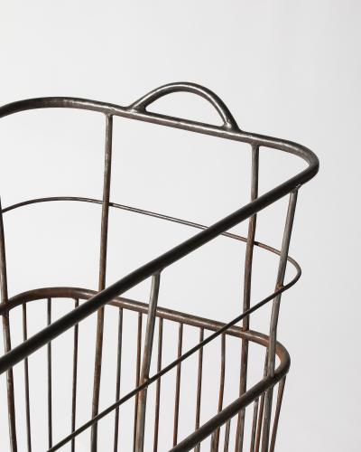 Metal and Wood Cart Rolling Basket