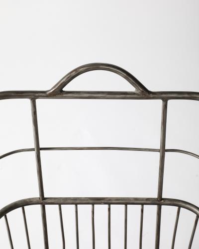 Metal and Wood Cart Rolling Basket France c 1950