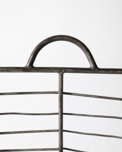 Metal and Wood Cart Rolling Basket France c 1950