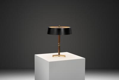 Metal and Wood Tripod Table Lamp Europe ca 1960s