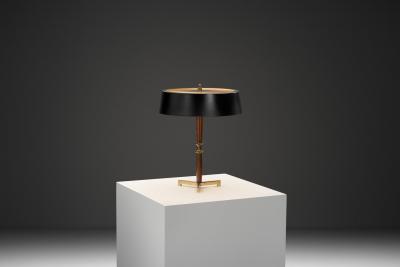 Metal and Wood Tripod Table Lamp Europe ca 1960s