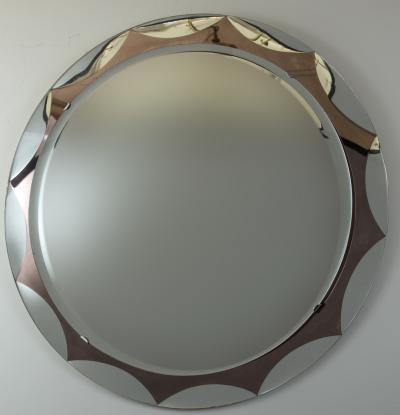 Metalvetro Galvorame Italian Mid Century Round Mirror by Metalvetro Galvorame