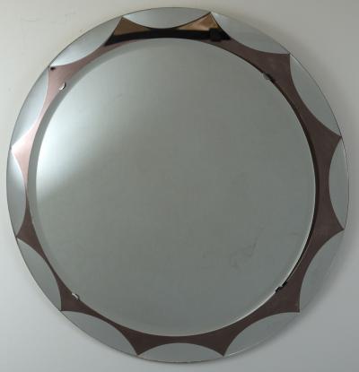 Metalvetro Galvorame Italian Mid Century Round Mirror by Metalvetro Galvorame