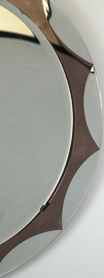 Metalvetro Galvorame Italian Mid Century Round Mirror by Metalvetro Galvorame