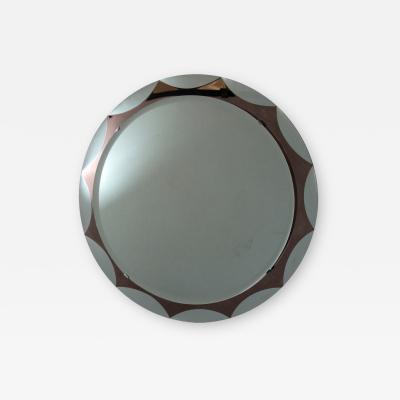 Metalvetro Galvorame Italian Mid Century Round Mirror by Metalvetro Galvorame