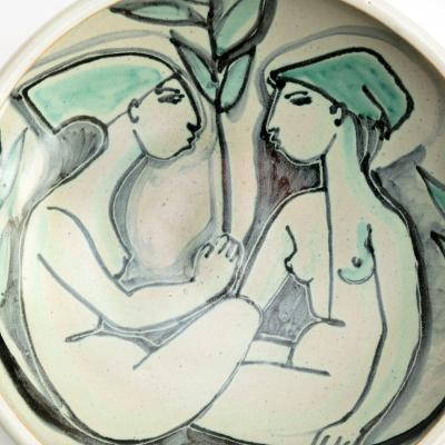 Mette Doller METTE DOLLER BOWL FOR HOGANAS SEATED WOMEN Hoganas Sweden 1950s