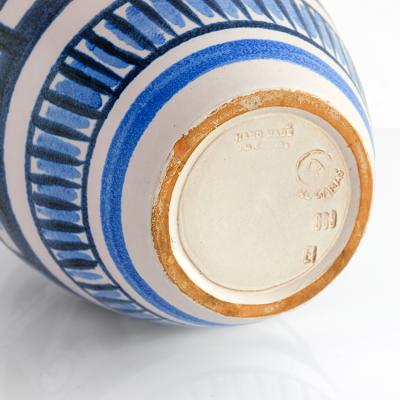 Mette Doller METTE DOLLER LARGE VASE PATTERNED IN BLUE FOR HOGANAS SWEDEN 1950