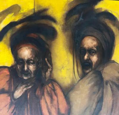Mexican Artist Laurencia Evans Oil Painting on Canvas Signed Titled and Dated