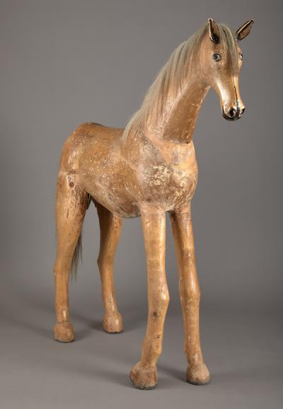 Mexican Carved Pine Horsehair Pony