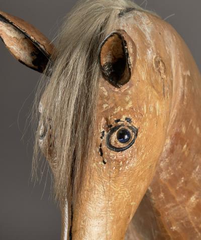 Mexican Carved Pine Horsehair Pony