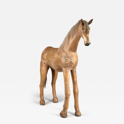 Mexican Carved Pine Horsehair Pony