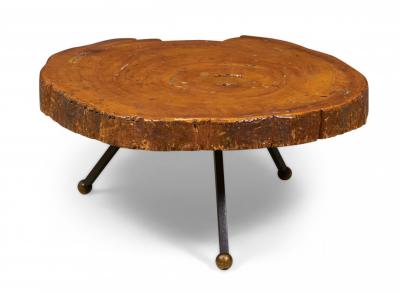 Mexican Modern Free Edge Sabino Wood and Iron Coffee Cocktail Table